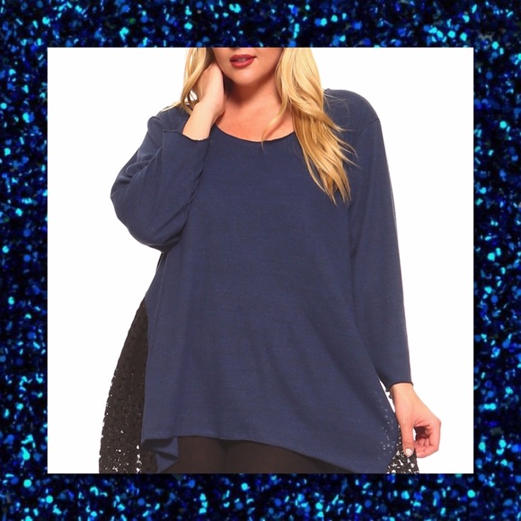 JUST IN🆕🅿️ Navy Lace Insert Handkerchief Tunic - Picture 2 of 5